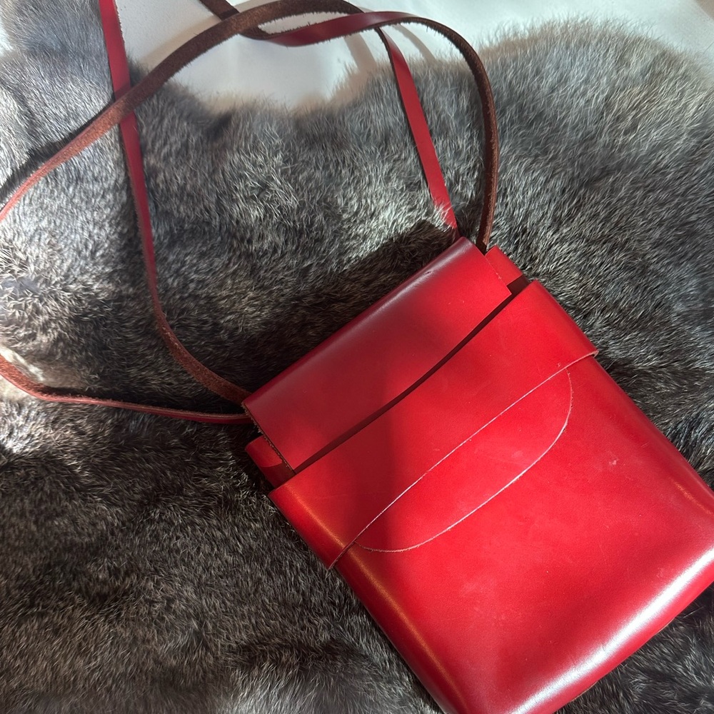 Cherry Red Mini Leather Crossbody Bag | Our Tribe